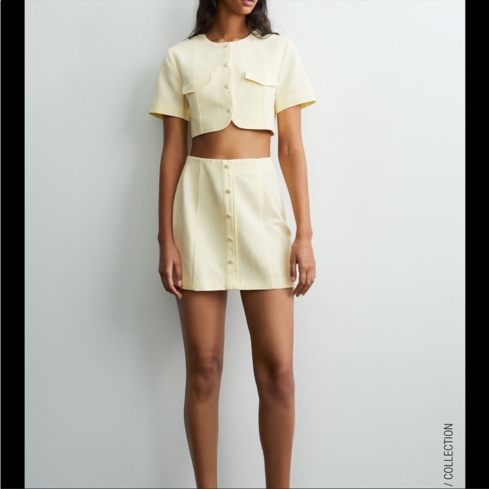 Zara linen blended two piece skirt set XS
